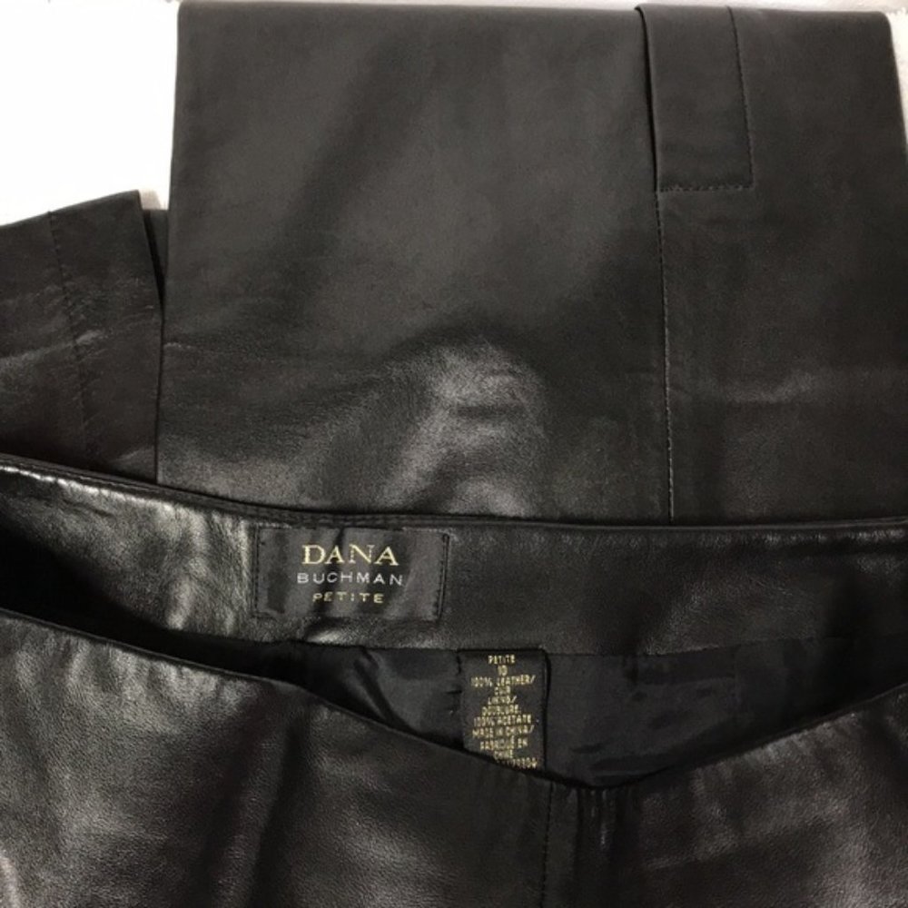 Charlotte By Dana Buchman Black Soft Leather Pants - Picture 9 of 9
